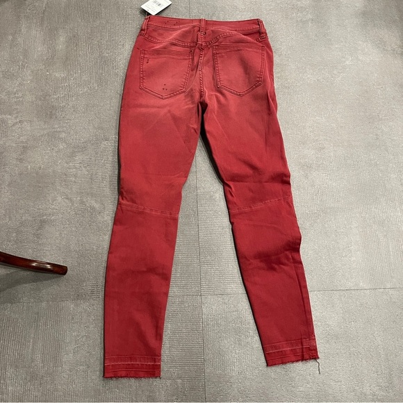 Free People Red‎ Ankle Saddle Skinny Distressed Jeans Size 28 - Picture 7 of 7